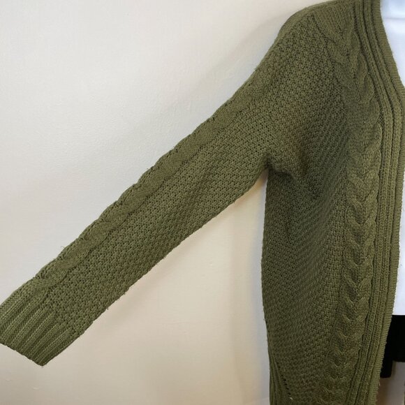 Dreamers Womens Forest Nature Chunky Cable Knit Sweater Sz M Olive Cardigan Cozy - Picture 6 of 13